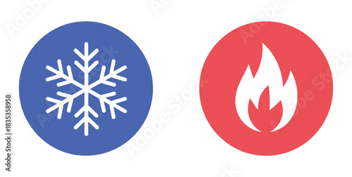 Cold and hot sign, featuring cooling and heating symbols, vector illustration suitable for thermostats