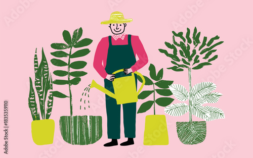 Stylized Illustration of Woman Working on Laptop with Headset