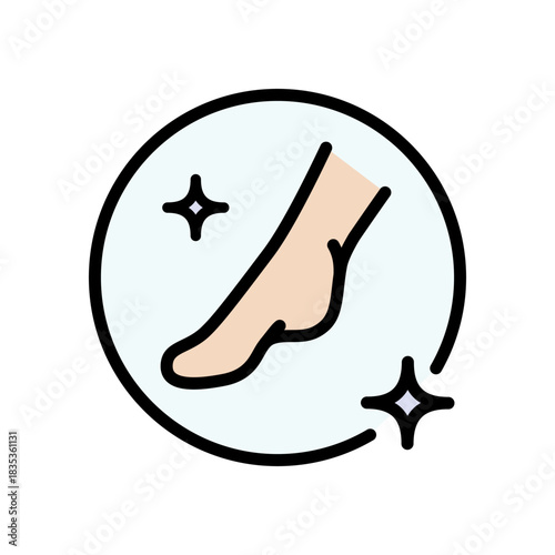 Foot care color icon. Foot hygiene, Healthy feet, Foot treatment, Podiatrist, Podiatry icons, Pedicure icons, Foot cream. Simple vector illustration.