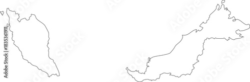 Malaysia Map Isolated Outline Stroke Vector Map Editable
