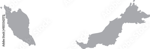 Malaysia Map Isolated Silhouette Grey Vector Map Editable