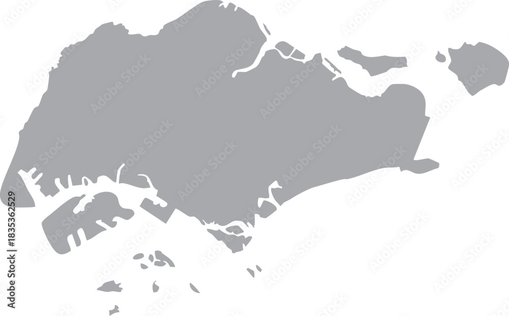 Obraz premium Singapore Map Isolated Silhouette Grey Vector Map Editable