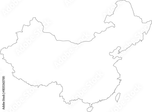 China Map Isolated Outline Stroke Vector Map Editable