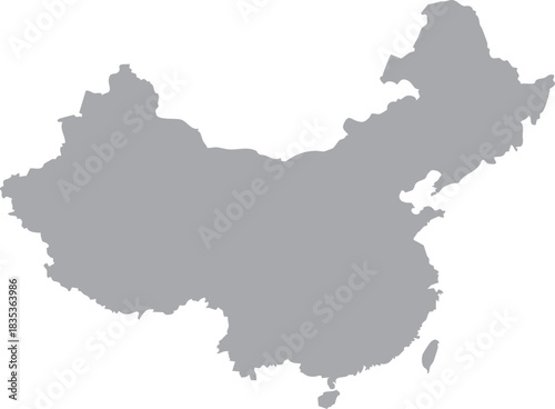 China Map Isolated Silhouette Grey Vector Map Editable