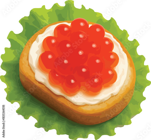 Open Faced Sandwich with Red Caviar and Cream Cheese