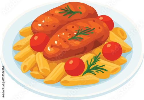 Penne Pasta with Meatballs and Cherry Tomatoes sauce
