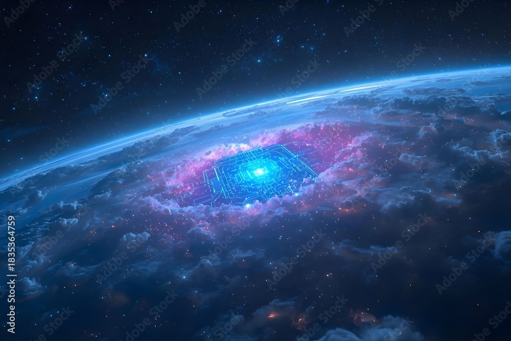 Obraz premium Cosmic Artificial Intelligence Universe Concept 