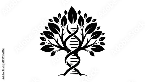 DNA Tree of Life Icon – Genetic Roots and Nature Connection Symbol Vector