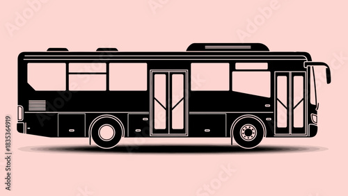 City Bus Icon Vector – Public Transport Vehicle Silhouette on Pink Background