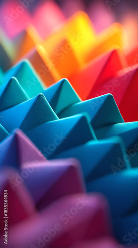 Colorful Triangular Geometric Pattern in Vibrant Macro Detail