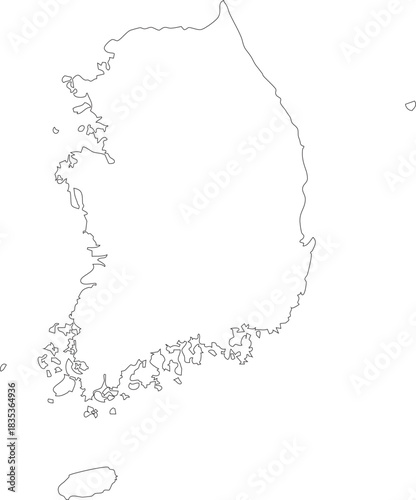 South Korea Map Isolated Outline Stroke Vector Map Editable