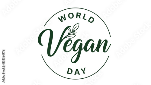 World Vegan Day Logo Design – Eco-Friendly Plant-Based Symbol Vector