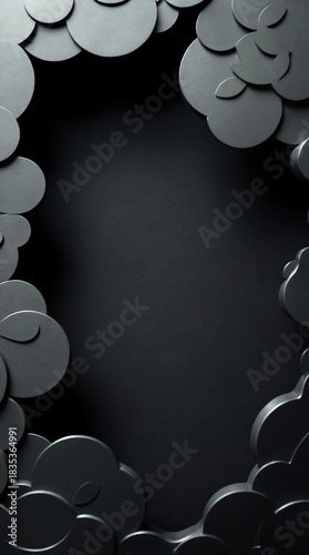 Dark Minimal Circular Frame With Layered Abstract Shapes