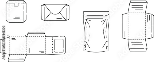 Packaging box template diecut mockup design outline vector blank package craft