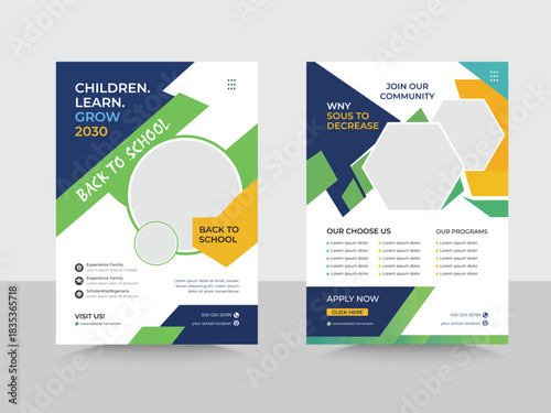 Creative school education admission flyer poster, 