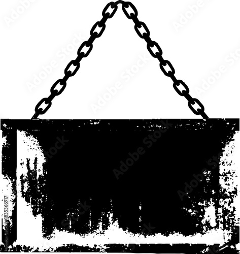 Urban grunge black and white stencil of broken metal signboard for creative design