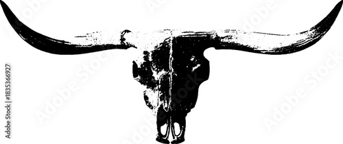 Rustic bull skull silhouette stencil design for artistic projects