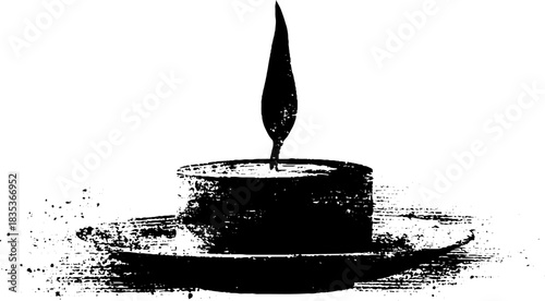 Black and white stencil of burning candle for evening ambiance design