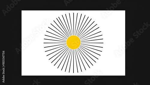 Stylized Sun Illustration with Radiating Lines on White Background.