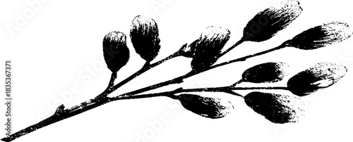 Black and white willow branch stencil art for natural design themes