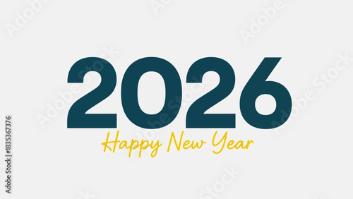 Happy New Year 2026 elegant typographic design. Vector illustration for a festive greeting card, holiday banner, or celebration poster