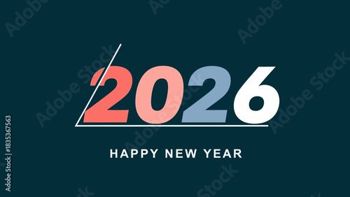 Vector illustration of Happy New Year 2026 with modern typography for posters, banners, and holiday invitations