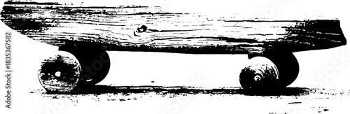 Black and white cracked longboard stencil art for urban design