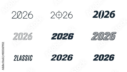 A versatile collection of 2026 number logos and typographic styles for new year celebrations and creative design projects