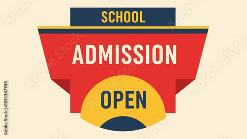 Vector illustration of a bold emblem advertising new student applications and school enrollment for the 2026 session