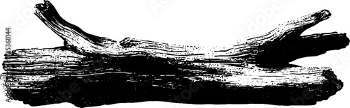 Black and white driftwood stencil illustration for artistic and decorative design