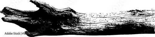 Black and white driftwood log stencil illustration for graphic design