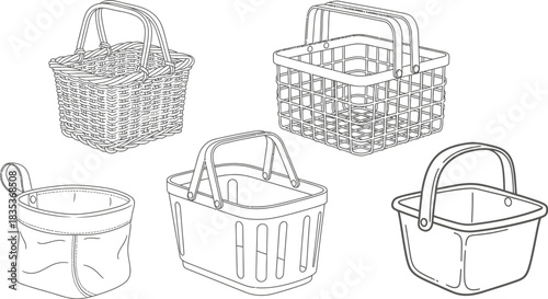 Baskets containers storage wicker metal fabric shopping picnic laundry home