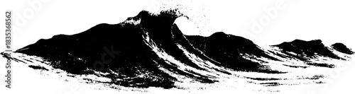 Monochrome ocean swell stencil for nautical art design