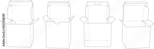 Box packaging design template cardboard container product package diy mockup blank