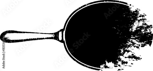 Black and white grunge stencil of a handheld mirror silhouette for art design