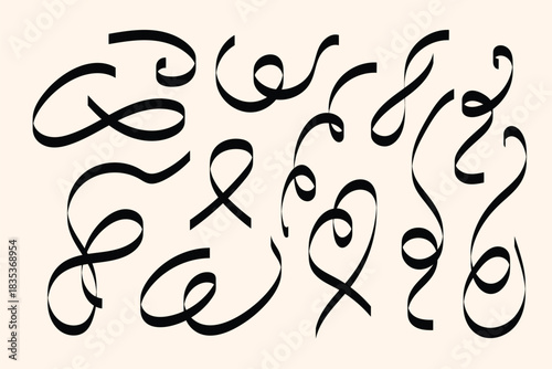 Graceful flowing line ornaments for elegant stationery, wedding layouts and refined branding