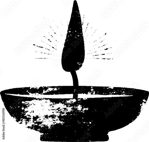 Black and white candle stencil illustration for relaxation and meditation