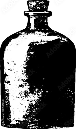 Black and white corked bottle stencil design for urban art