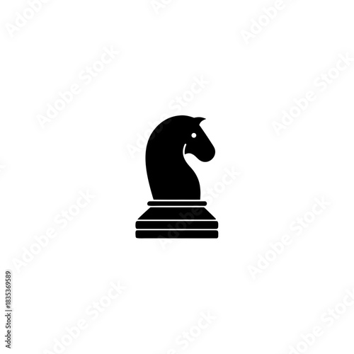 Silhouette of a chess knight piece with a horse head and base on a white background image on transparent background