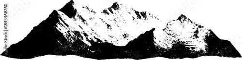 Black and white stencil illustration of mountain ridge for nature-themed designs