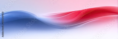 Abstract flowing lines of color with red, blue, and white, creating a dynamic and elegant wave-like design