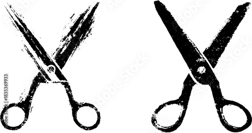 Black and white stencil art of scissors for craft and design projects