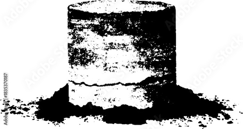 Black and white stencil of raw concrete column for urban grunge art design