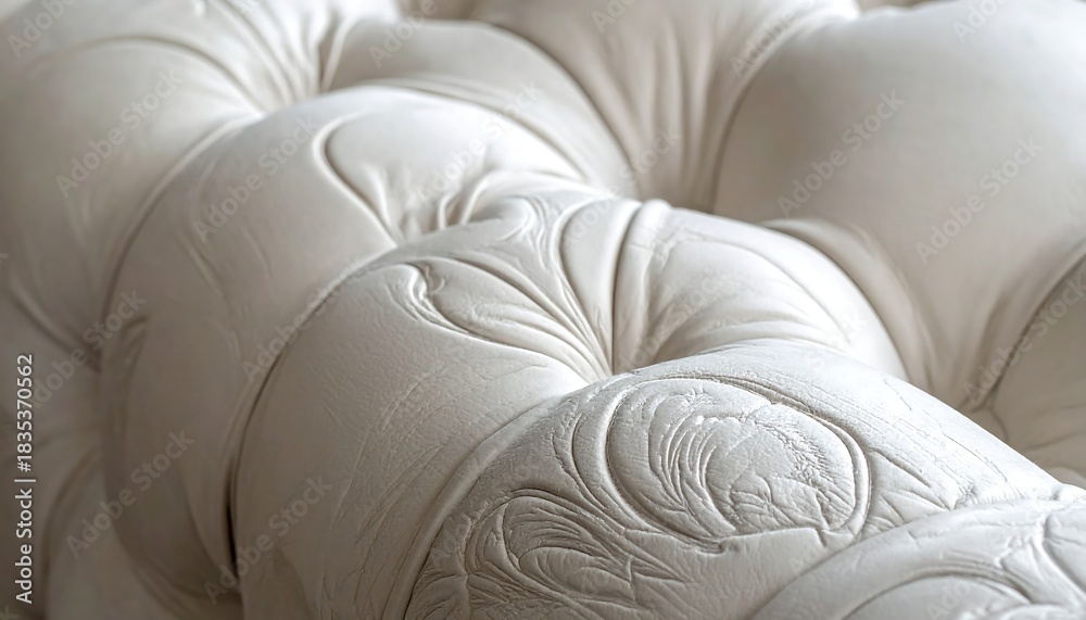 Fototapeta premium Close-up of a Luxurious White Tufted Mattress.