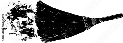 Black and white stencil illustration of a rough handmade broom sweep effect for urban wall art