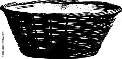 Black and white stencil of a woven basket design for artistic projects