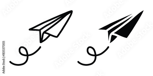 Paper Airplane Doodle Icon. Hand-Drawn Flight Illustration