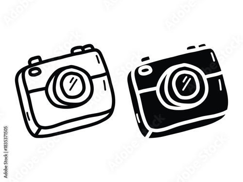 Hand-Drawn Camera Icon. Doodle Photography Illustration