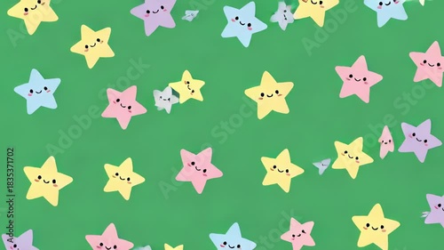 Playful star characters twinkle and dance on a vibrant green background video