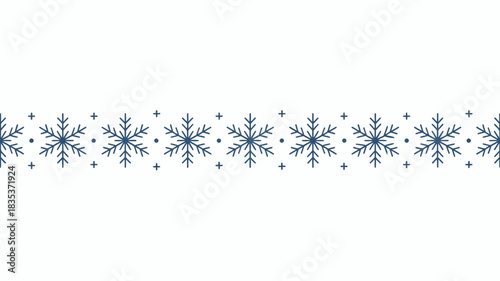 Elegant blue and white snowflake pattern border design for winter holidays christmas new year and festive celebrations creating a beautiful decorative element